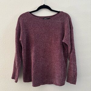 Ellen Tracy Relaxed Fit Soft Marled Knit Sweater Plum-Maroon Size S